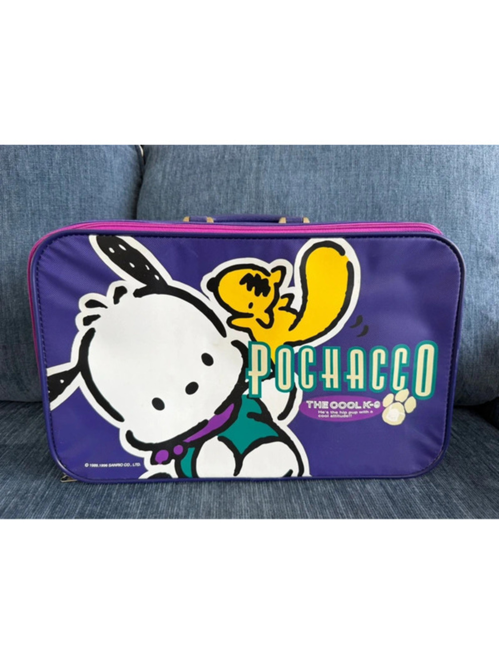 Vintage Rare 1996 Sanrio Pochacco Travel Case Pouch Mini Zipper Briefcase